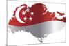 Singapore Flag In Map Silhouette Isolated Illustration-jpldesigns-Mounted Art Print