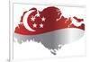 Singapore Flag In Map Silhouette Isolated Illustration-jpldesigns-Framed Art Print