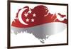 Singapore Flag In Map Silhouette Isolated Illustration-jpldesigns-Framed Art Print