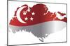 Singapore Flag In Map Silhouette Isolated Illustration-jpldesigns-Mounted Premium Giclee Print