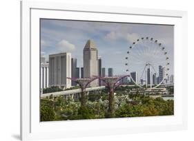 Singapore, Gardens by the Bay, Super Tree Grove, Elevated Walkway View with Singapore Skyline-Walter Bibikow-Framed Photographic Print