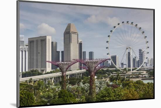 Singapore, Gardens by the Bay, Super Tree Grove, Elevated Walkway View with Singapore Skyline-Walter Bibikow-Mounted Photographic Print