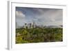 Singapore, Gardens by the Bay, Super Tree Grove, Elevated Walkway View with Singapore Skyline-Walter Bibikow-Framed Photographic Print