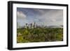 Singapore, Gardens by the Bay, Super Tree Grove, Elevated Walkway View with Singapore Skyline-Walter Bibikow-Framed Photographic Print