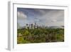 Singapore, Gardens by the Bay, Super Tree Grove, Elevated Walkway View with Singapore Skyline-Walter Bibikow-Framed Photographic Print