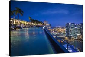 Singapore, Marina Bay Sands Hotel, Rooftop Swimming Pool, Dusk-Walter Bibikow-Stretched Canvas