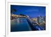 Singapore, Marina Bay Sands Hotel, Rooftop Swimming Pool, Dusk-Walter Bibikow-Framed Photographic Print