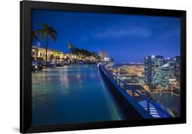 Singapore, Marina Bay Sands Hotel, Rooftop Swimming Pool, Dusk-Walter Bibikow-Framed Photographic Print