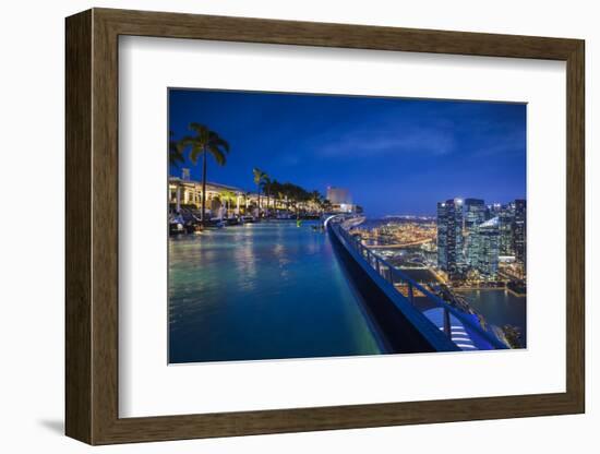 Singapore, Marina Bay Sands Hotel, Rooftop Swimming Pool, Dusk-Walter Bibikow-Framed Photographic Print