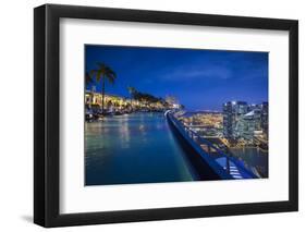 Singapore, Marina Bay Sands Hotel, Rooftop Swimming Pool, Dusk-Walter Bibikow-Framed Photographic Print