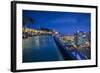 Singapore, Marina Bay Sands Hotel, Rooftop Swimming Pool, Dusk-Walter Bibikow-Framed Photographic Print