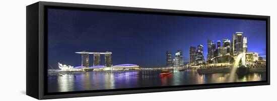 Singapore, Merlion Park and Singapore Skyline-Michele Falzone-Framed Stretched Canvas