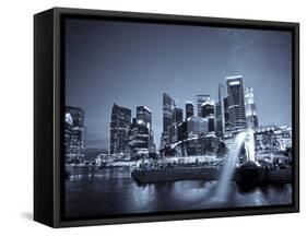 Singapore, Merlion Park and Singapore Skyline-Michele Falzone-Framed Stretched Canvas