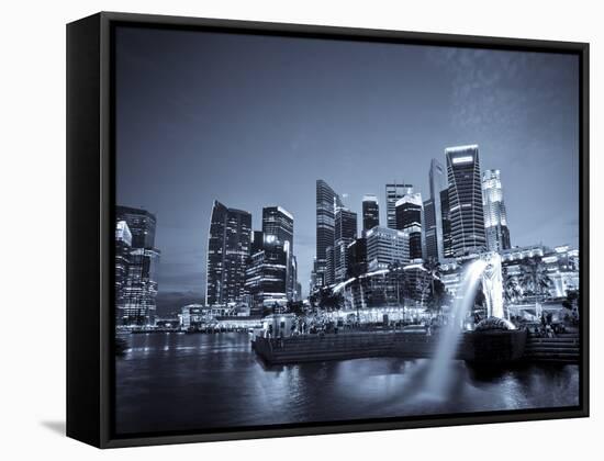 Singapore, Merlion Park and Singapore Skyline-Michele Falzone-Framed Stretched Canvas