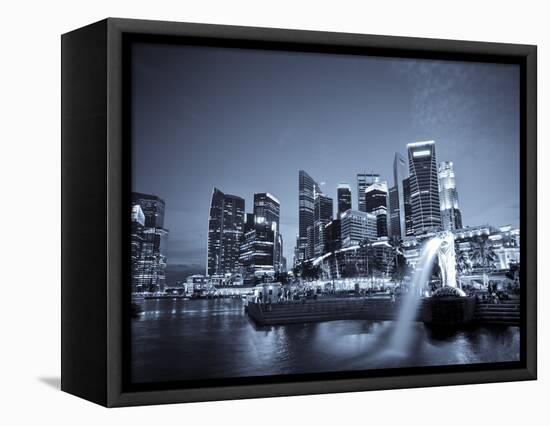 Singapore, Merlion Park and Singapore Skyline-Michele Falzone-Framed Stretched Canvas