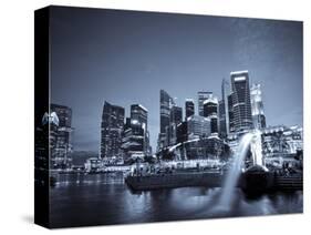 Singapore, Merlion Park and Singapore Skyline-Michele Falzone-Stretched Canvas