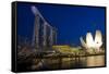 Singapore. Nighttime downtown waterfront architecture.-Jaynes Gallery-Framed Stretched Canvas