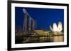 Singapore. Nighttime downtown waterfront architecture.-Jaynes Gallery-Framed Photographic Print