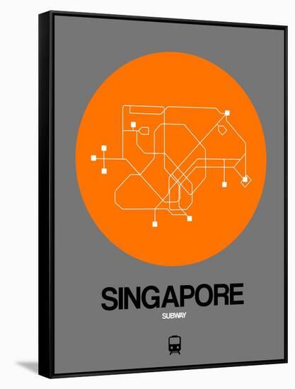 Singapore Orange Subway Map-NaxArt-Framed Stretched Canvas