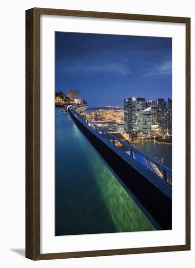 Singapore, Rooftop Swimming Pool at Dusk Overlooks the City-Walter Bibikow-Framed Photographic Print