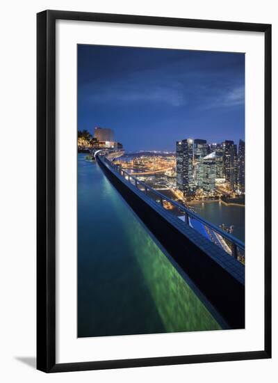 Singapore, Rooftop Swimming Pool at Dusk Overlooks the City-Walter Bibikow-Framed Photographic Print