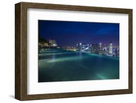 Singapore, Rooftop Swimming Pool at Dusk Overlooks the City-Walter Bibikow-Framed Photographic Print