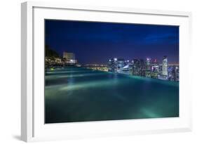 Singapore, Rooftop Swimming Pool at Dusk Overlooks the City-Walter Bibikow-Framed Photographic Print