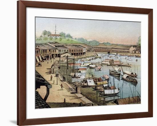 Singapore's Riverside, What Is Now Boat Quay-null-Framed Giclee Print