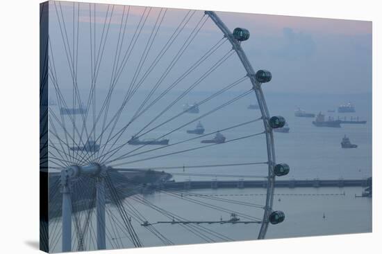 Singapore, Singapore Flyer, Giant Ferris Wheel, Elevated View, Dawn-Walter Bibikow-Stretched Canvas