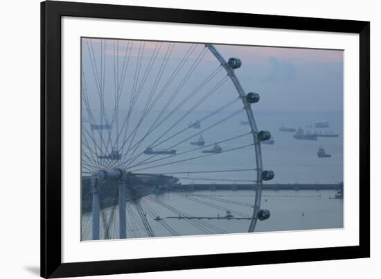 Singapore, Singapore Flyer, Giant Ferris Wheel, Elevated View, Dawn-Walter Bibikow-Framed Photographic Print