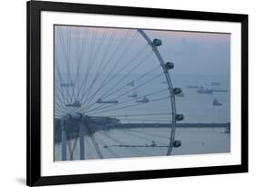 Singapore, Singapore Flyer, Giant Ferris Wheel, Elevated View, Dawn-Walter Bibikow-Framed Photographic Print