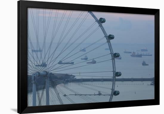 Singapore, Singapore Flyer, Giant Ferris Wheel, Elevated View, Dawn-Walter Bibikow-Framed Photographic Print