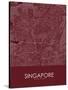 Singapore, Singapore Red Map-null-Stretched Canvas