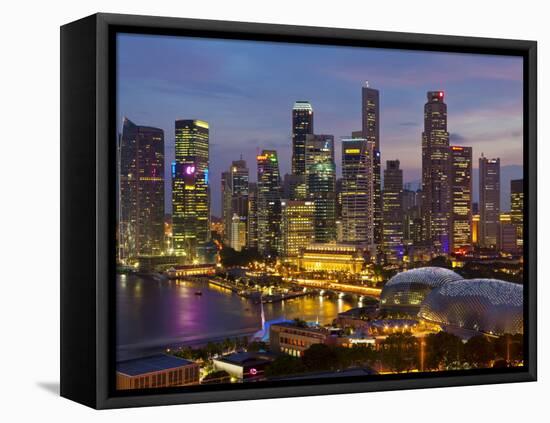 Singapore, Singapore Skyline Financial District Illuminated at Dusk, Asia-Gavin Hellier-Framed Stretched Canvas