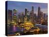 Singapore, Singapore Skyline Financial District Illuminated at Dusk, Asia-Gavin Hellier-Stretched Canvas