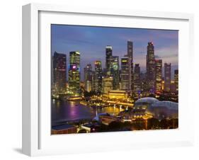 Singapore, Singapore Skyline Financial District Illuminated at Dusk, Asia-Gavin Hellier-Framed Photographic Print