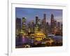 Singapore, Singapore Skyline Financial District Illuminated at Dusk, Asia-Gavin Hellier-Framed Photographic Print