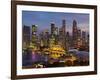 Singapore, Singapore Skyline Financial District Illuminated at Dusk, Asia-Gavin Hellier-Framed Photographic Print