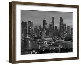 Singapore, Singapore Skyline Financial District Illuminated at Dusk, Asia-Gavin Hellier-Framed Photographic Print