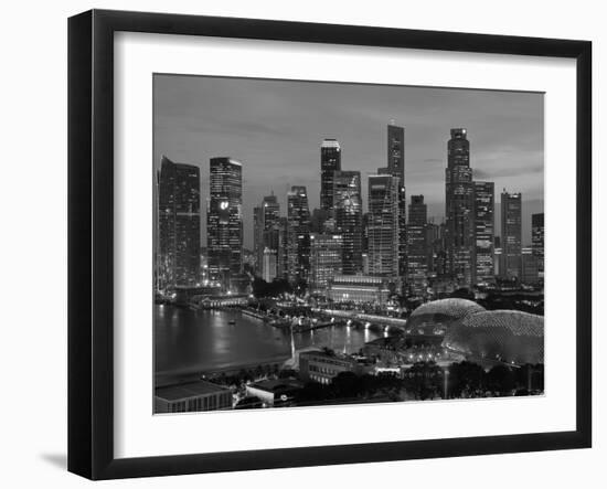 Singapore, Singapore Skyline Financial District Illuminated at Dusk, Asia-Gavin Hellier-Framed Photographic Print