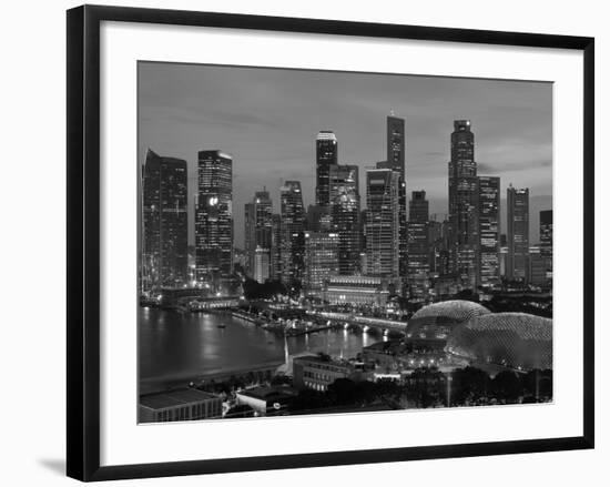 Singapore, Singapore Skyline Financial District Illuminated at Dusk, Asia-Gavin Hellier-Framed Photographic Print