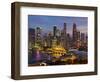 Singapore, Singapore Skyline Financial District Illuminated at Dusk, Asia-Gavin Hellier-Framed Photographic Print