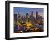 Singapore, Singapore Skyline Financial District Illuminated at Dusk, Asia-Gavin Hellier-Framed Photographic Print