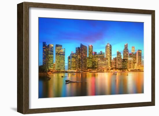 Singapore Skyline and View of Skyscrapers on Marina Bay-Hanna Slavinska-Framed Photographic Print