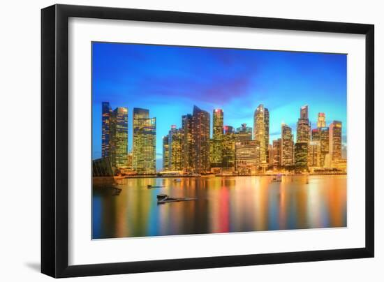 Singapore Skyline and View of Skyscrapers on Marina Bay-Hanna Slavinska-Framed Photographic Print