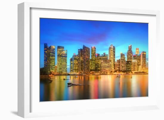 Singapore Skyline and View of Skyscrapers on Marina Bay-Hanna Slavinska-Framed Photographic Print