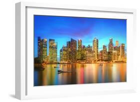 Singapore Skyline and View of Skyscrapers on Marina Bay-Hanna Slavinska-Framed Photographic Print