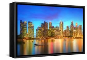 Singapore Skyline and View of Skyscrapers on Marina Bay-Hanna Slavinska-Framed Stretched Canvas