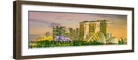 Singapore Skyline and View of Skyscrapers on Marina Bay-Hanna Slavinska-Framed Photographic Print