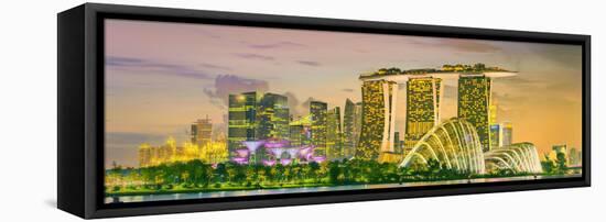 Singapore Skyline and View of Skyscrapers on Marina Bay-Hanna Slavinska-Framed Stretched Canvas